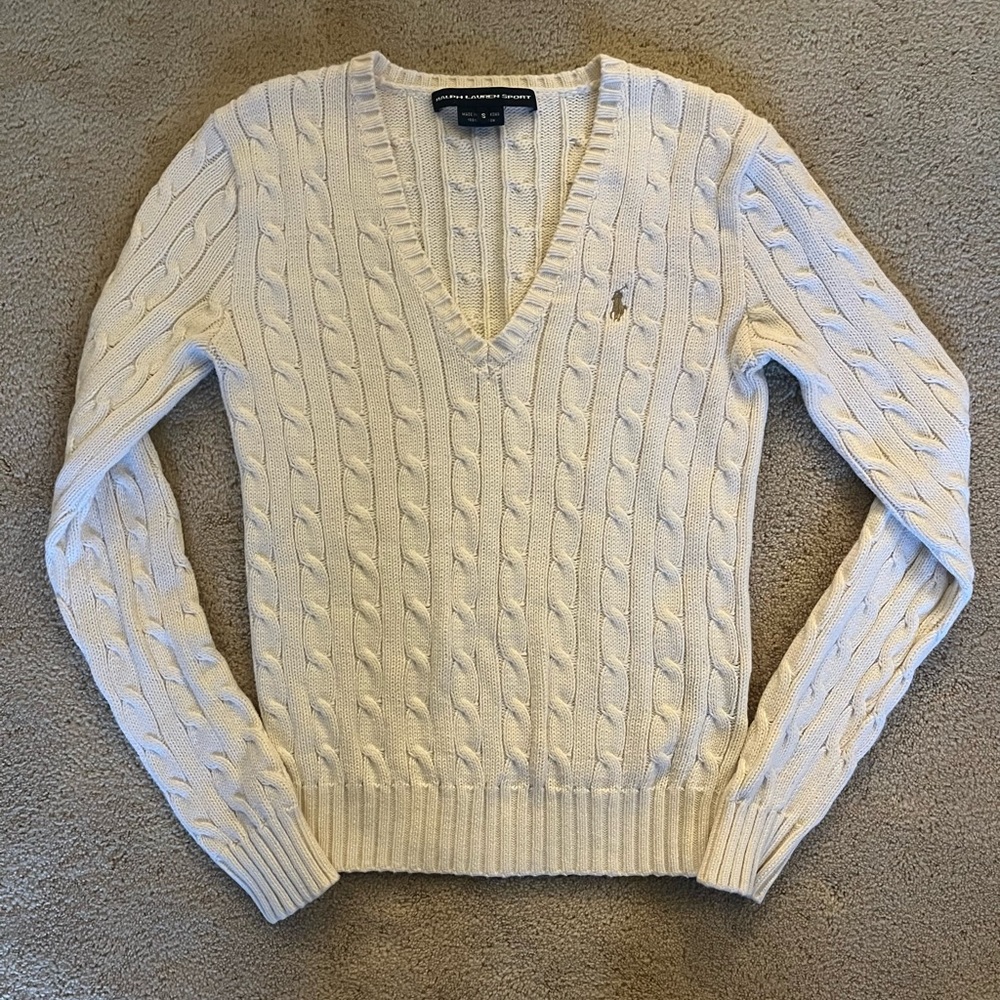 Ralph Lauren Cable Knit V Neck Sweater